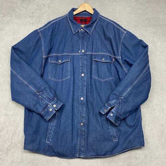 Craftsman Jacket Mens 2XL Blue Heavy Denim Canvas Work Barn Chore Flannel Lined - Picture 4 of 12